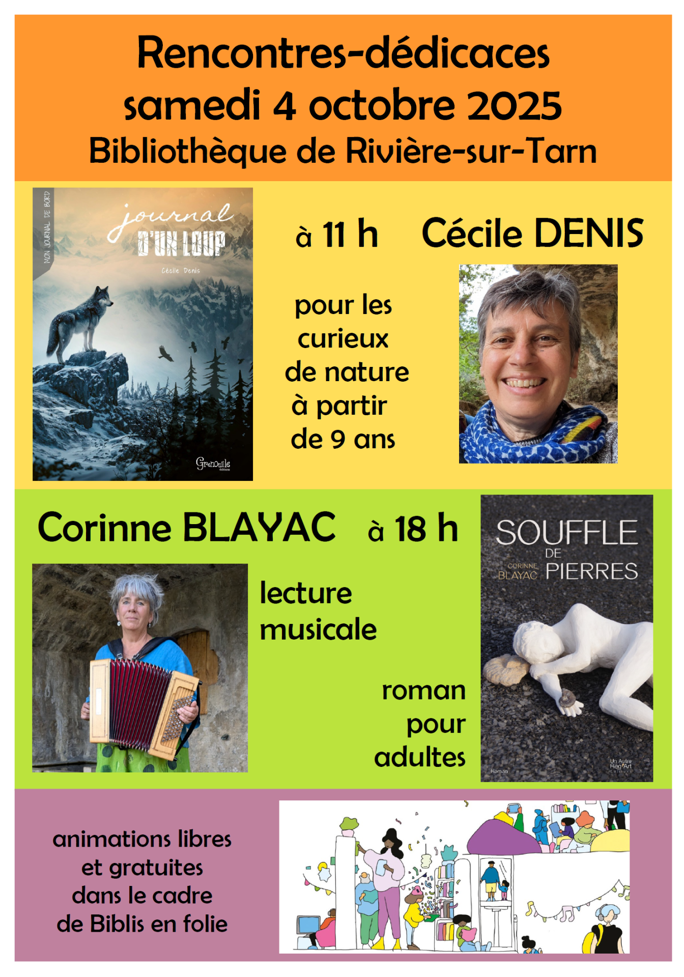 Lire la suite à propos de l’article Samedi 4 octobre : rencontres-dédicaces à la Bibliothèque de Rivière-sur-Tarn